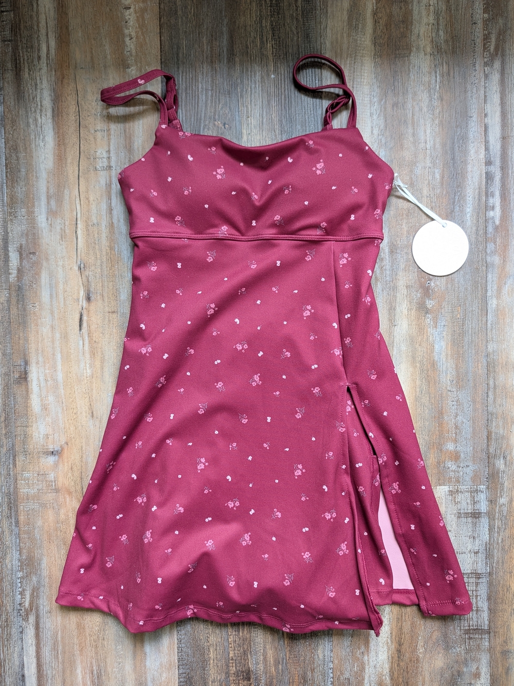 Women's Burgundy Floral Slip Dress